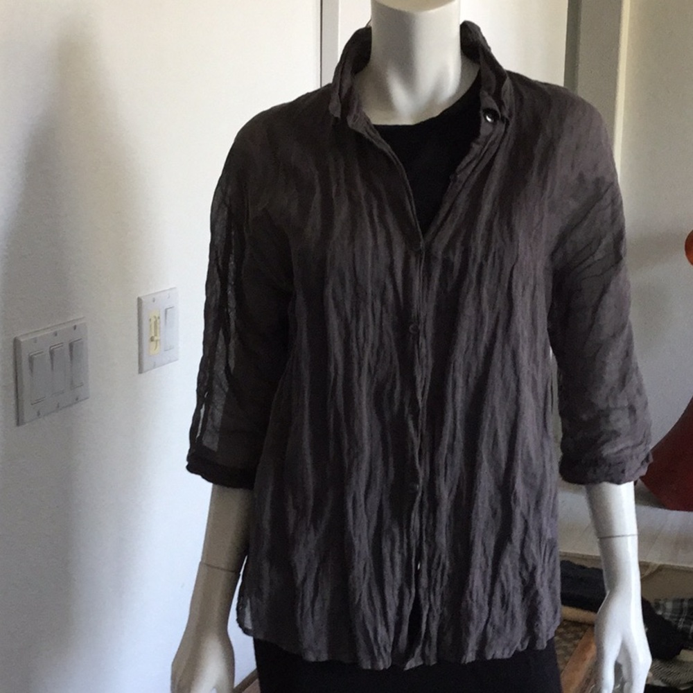 Charcoal crinkle cotton shirt by J.Jill